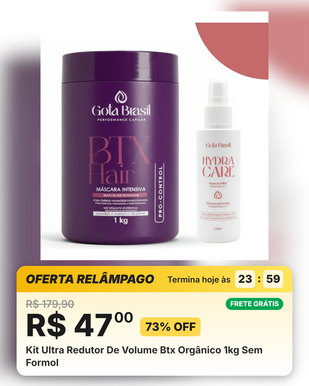 Kit Ultra Redutor De Volume Btx Orgânico 1kg Sem Formol
