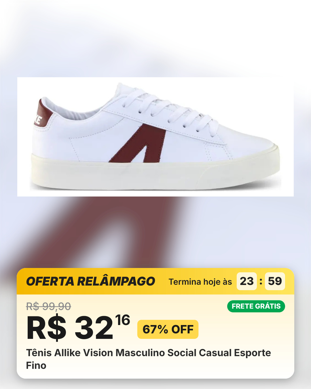 Tênis Allike Vision Masculino Social Casual Esporte Fino