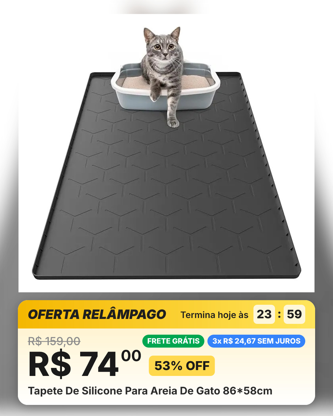 Tapete De Silicone Para Areia De Gato 86*58cm
