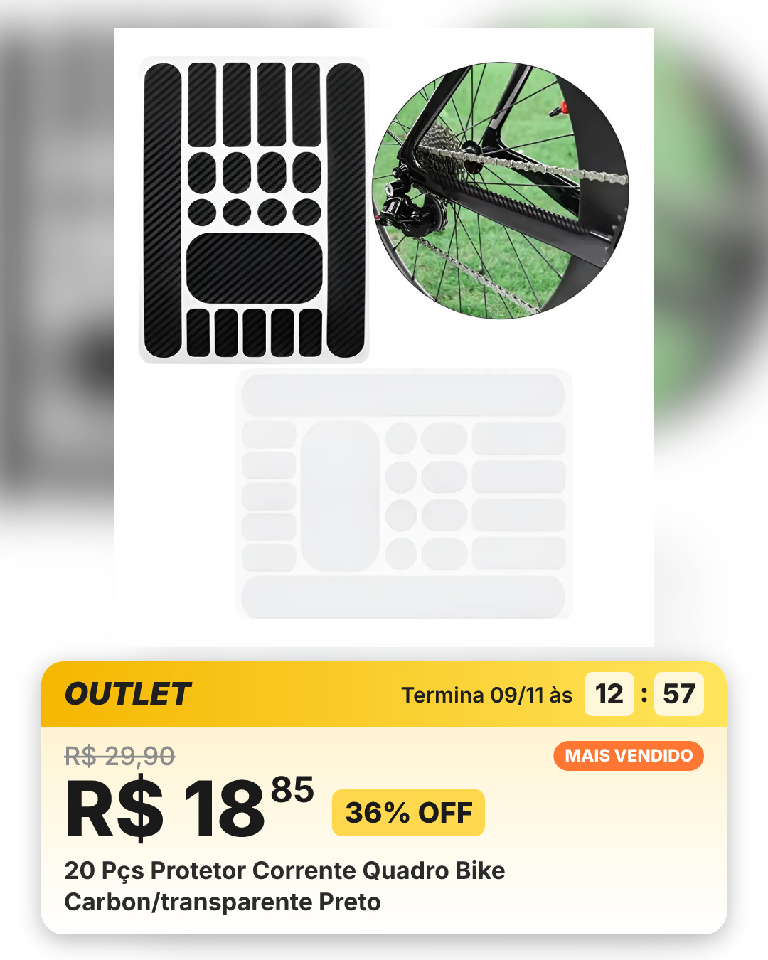 20 Pçs Protetor Corrente Quadro Bike Carbon/transparente Preto