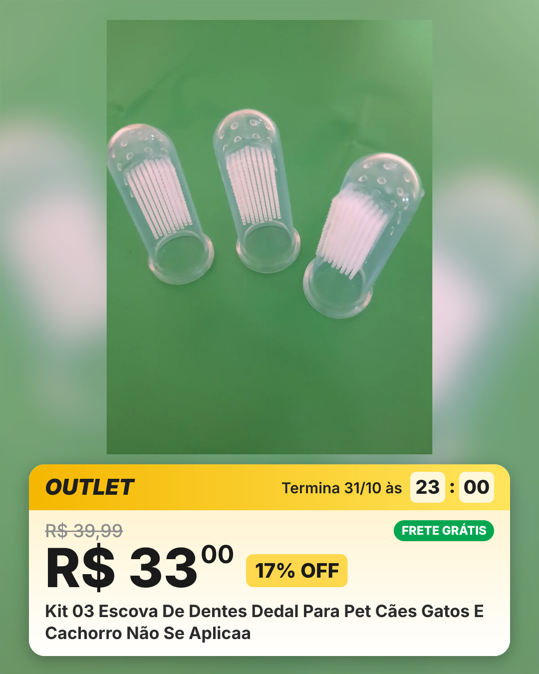 Kit 03 Escova De Dentes Dedal Para Pet Cães Gatos E Cachorro Não Se Aplicaa