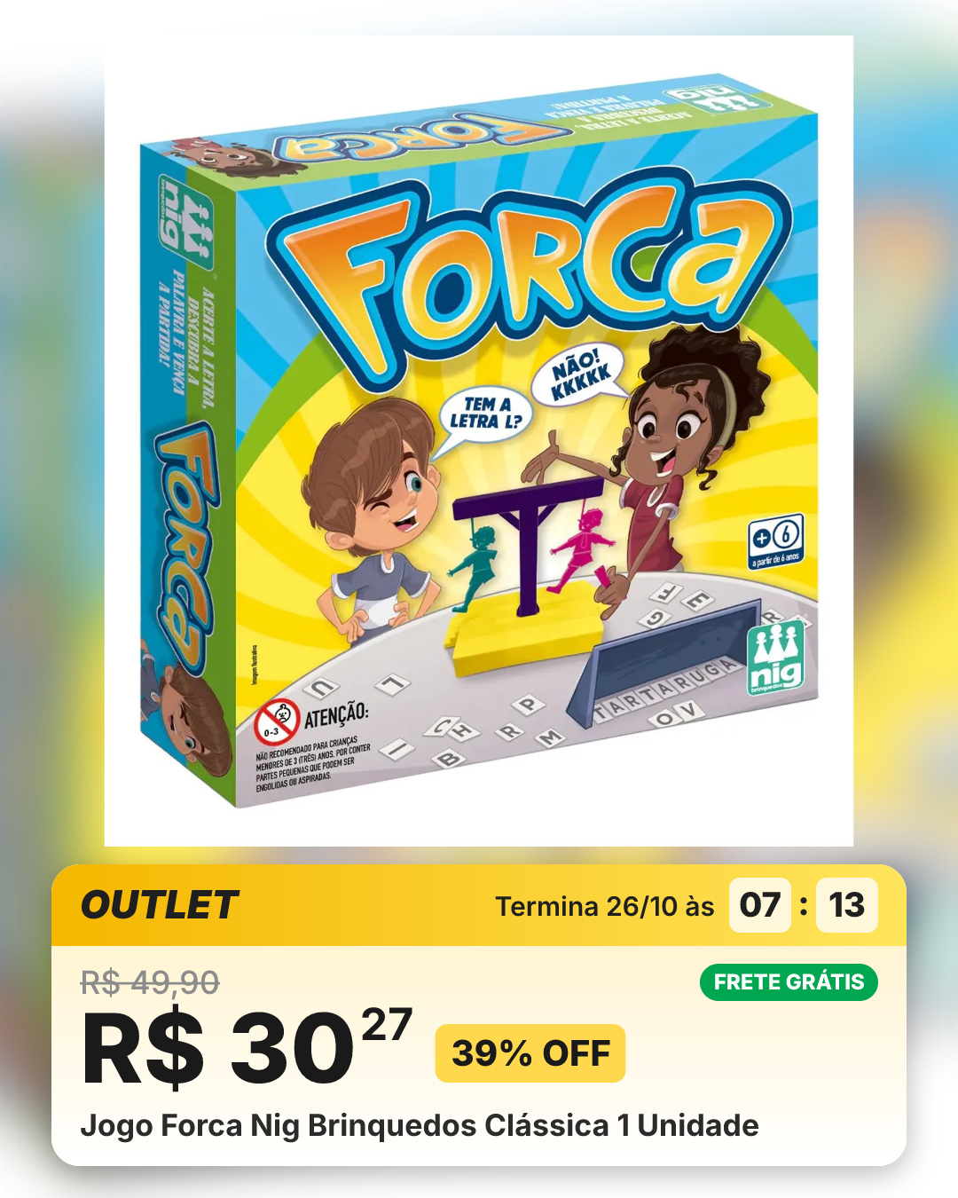 Jogo Forca Nig Brinquedos Clássica 1 Unidade
