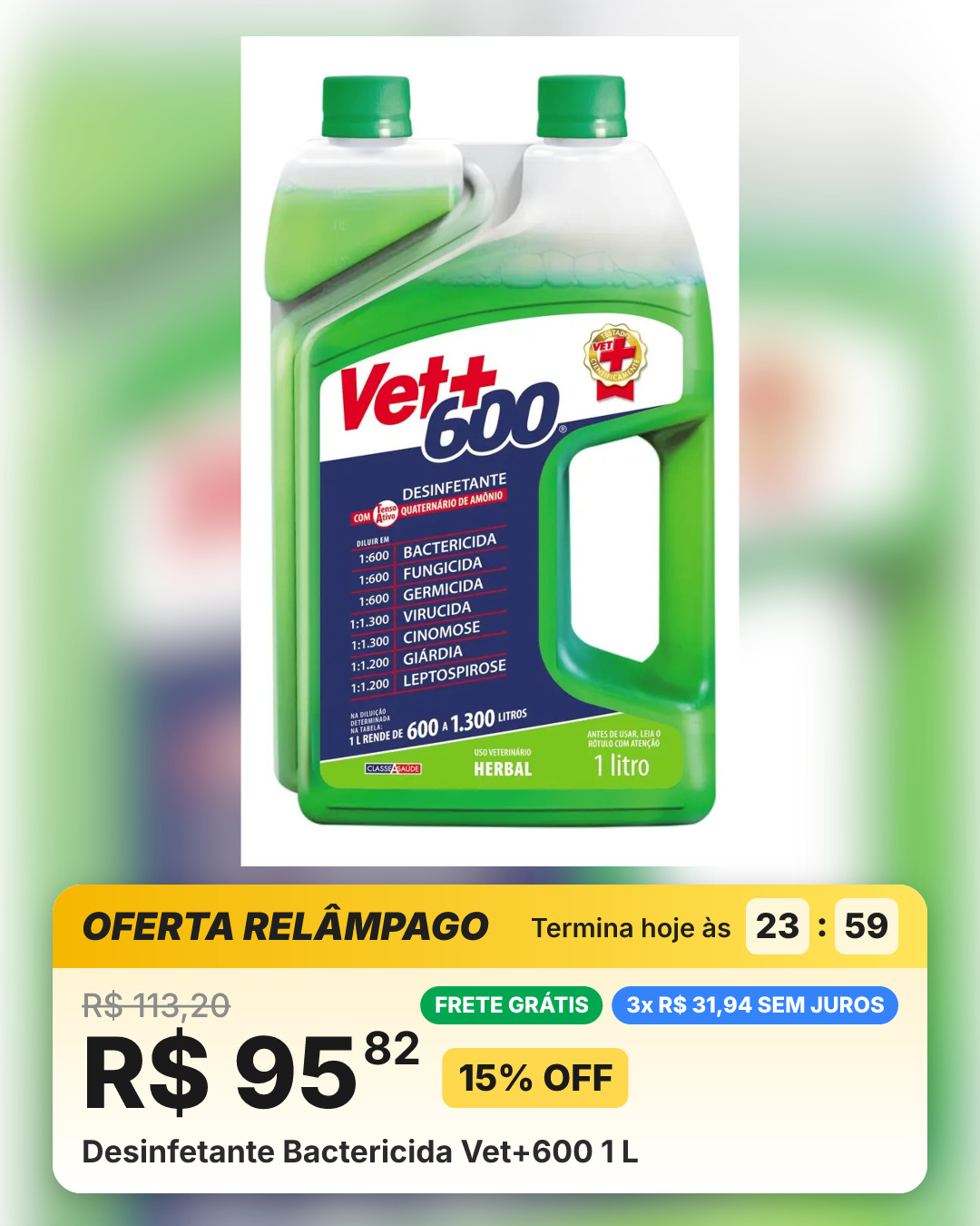 Desinfetante Bactericida Vet+600 1 L