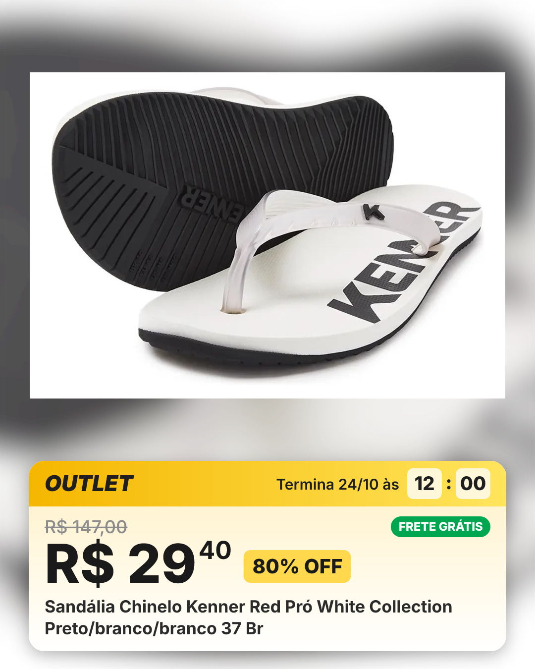 Sandália Chinelo Kenner Red Pró White Collection Preto/branco/branco 37 Br