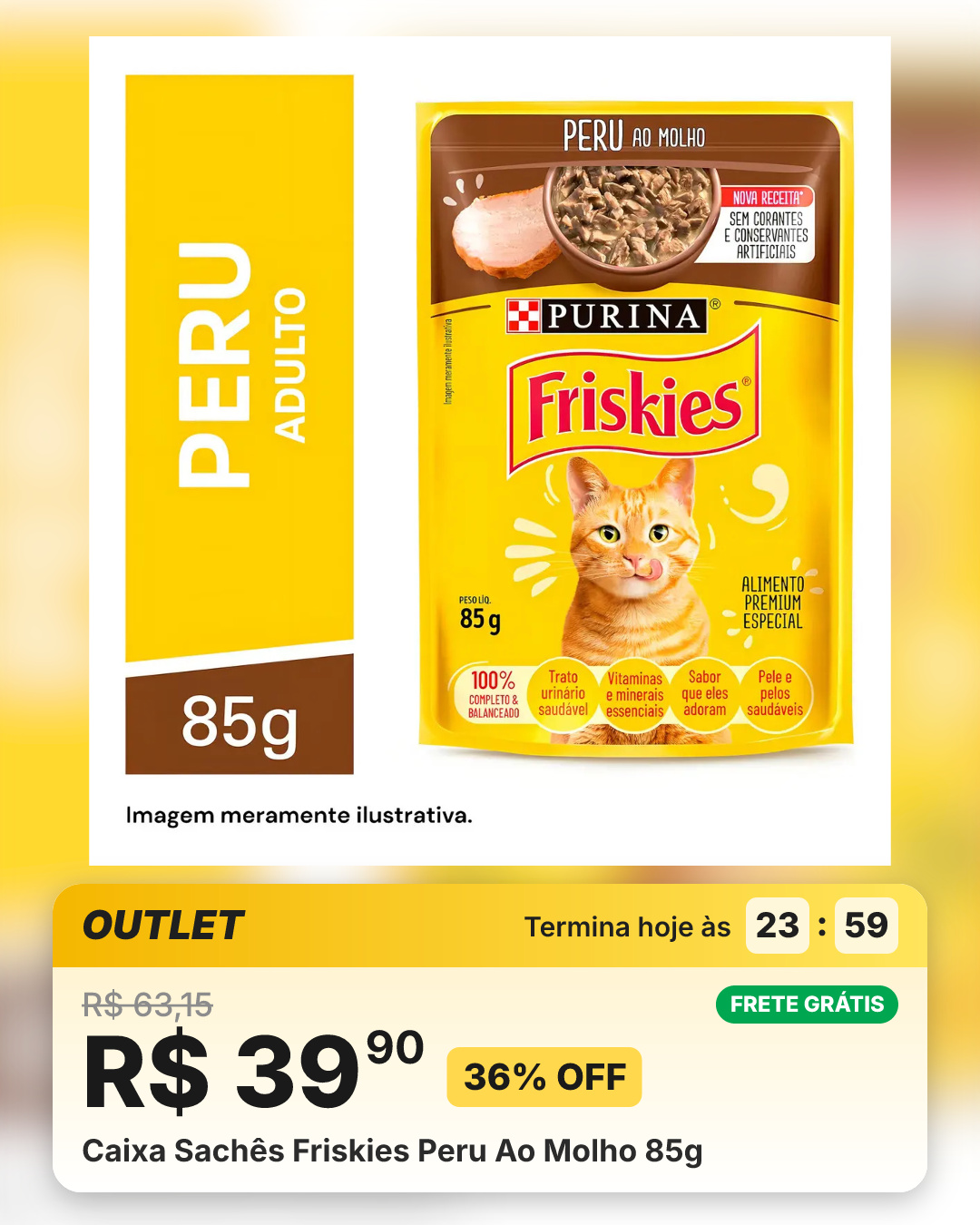 Caixa Sachês Friskies Peru Ao Molho 85g