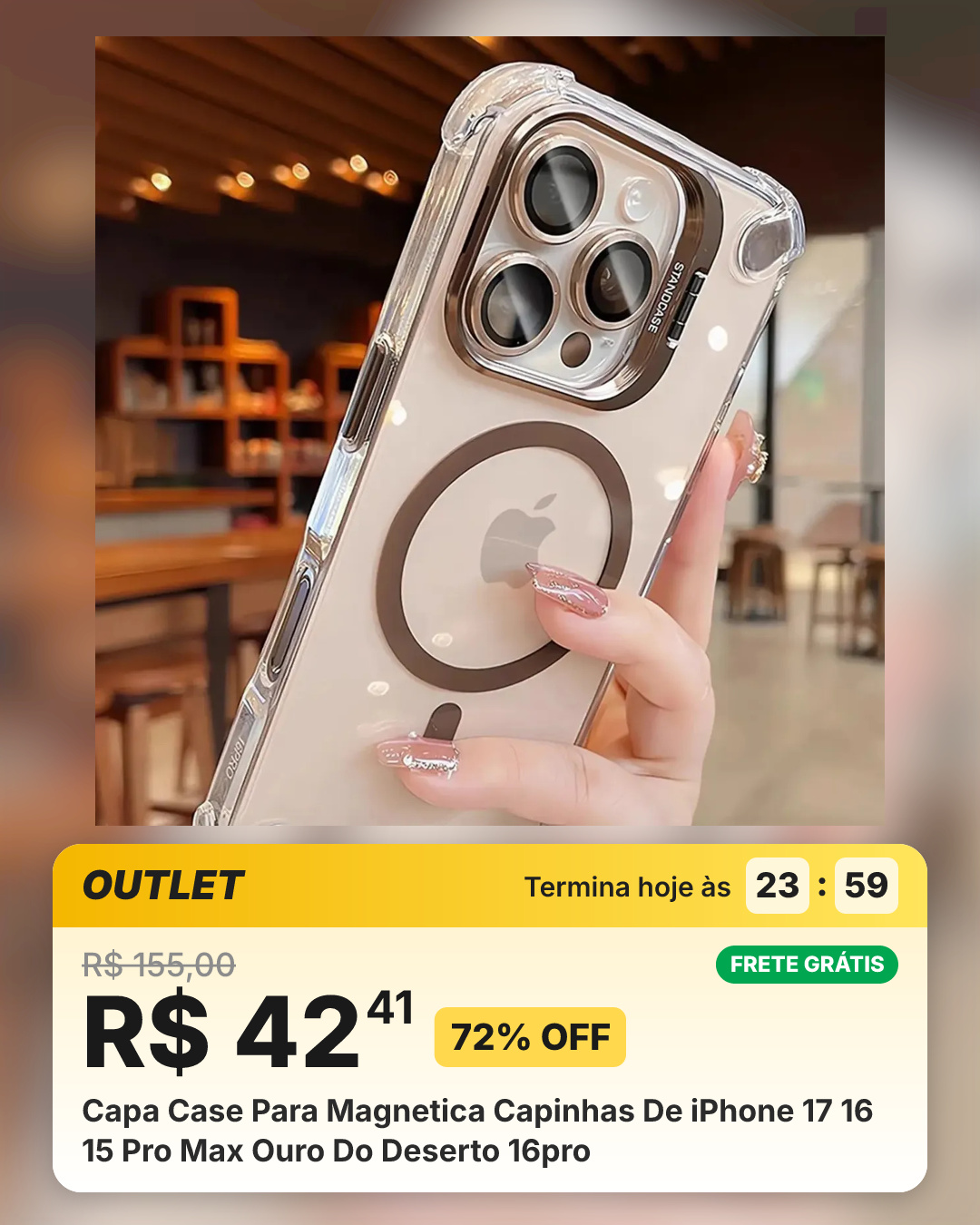 Capa Case Para Magnetica Capinhas De iPhone 17 16 15 Pro Max Ouro Do Deserto 16pro