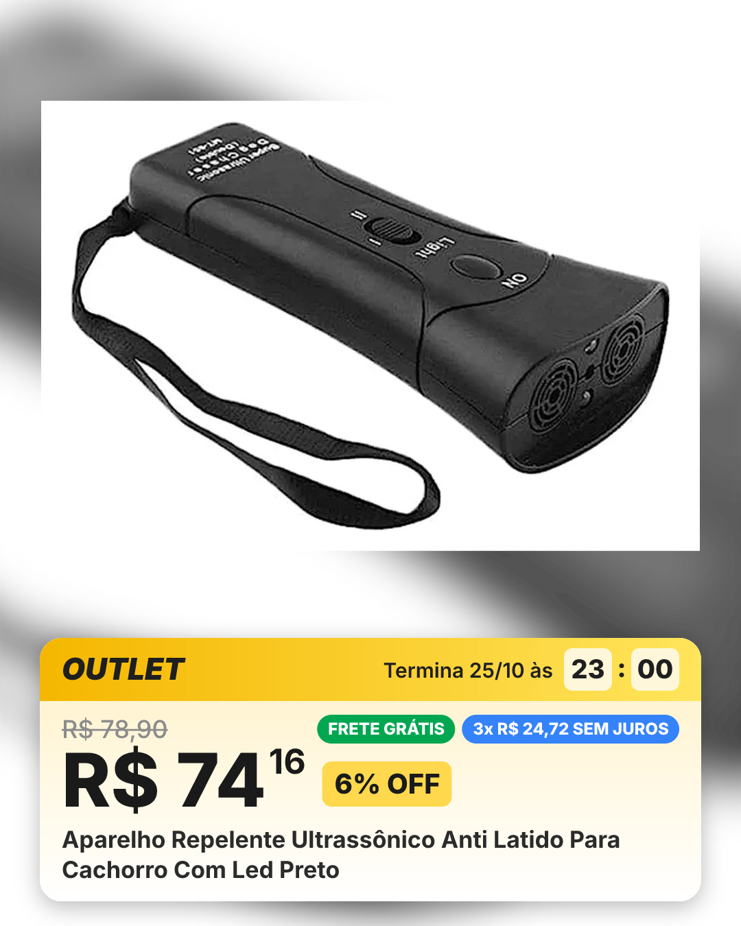 Aparelho Repelente Ultrassônico Anti Latido Para Cachorro Com Led Preto