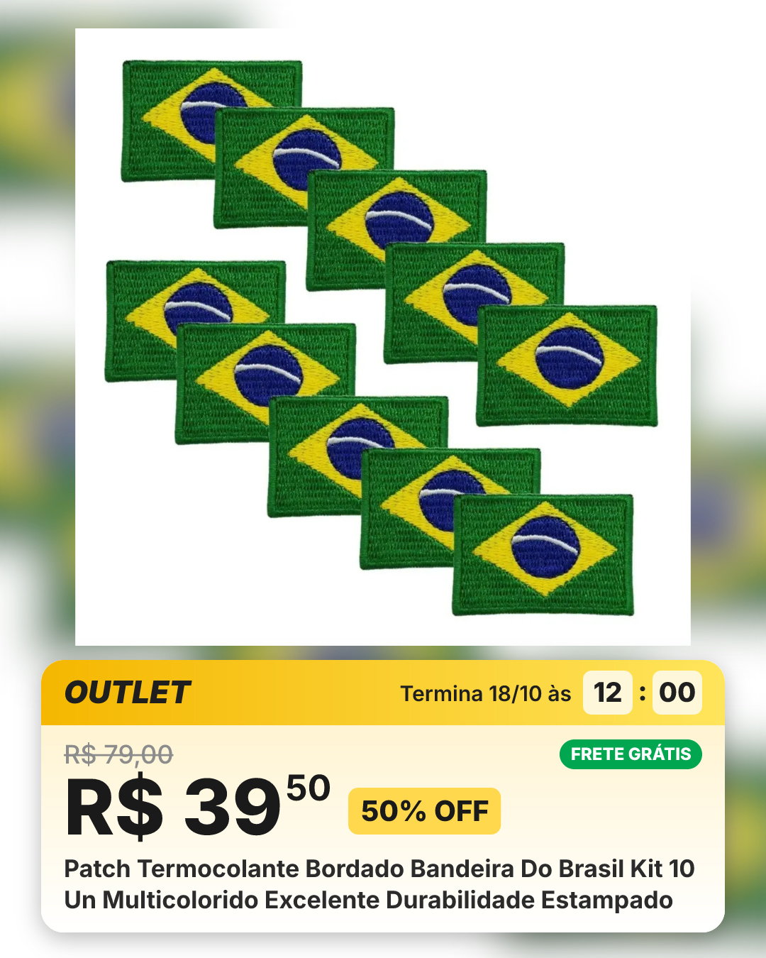 Patch Termocolante Bordado Bandeira Do Brasil Kit 10 Un Multicolorido Excelente Durabilidade Estampado