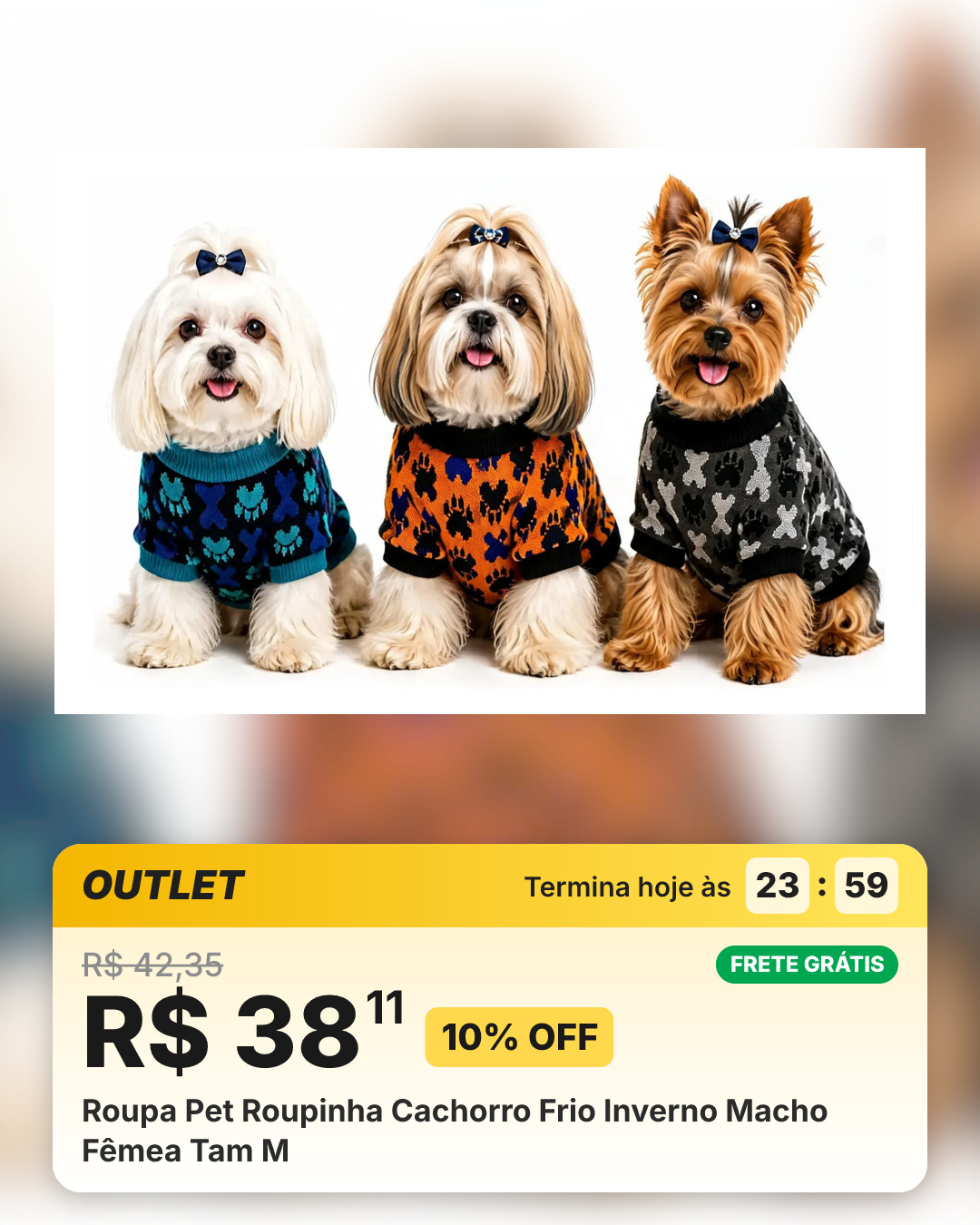 Roupa Pet Roupinha Cachorro Frio Inverno Macho Fêmea Tam M