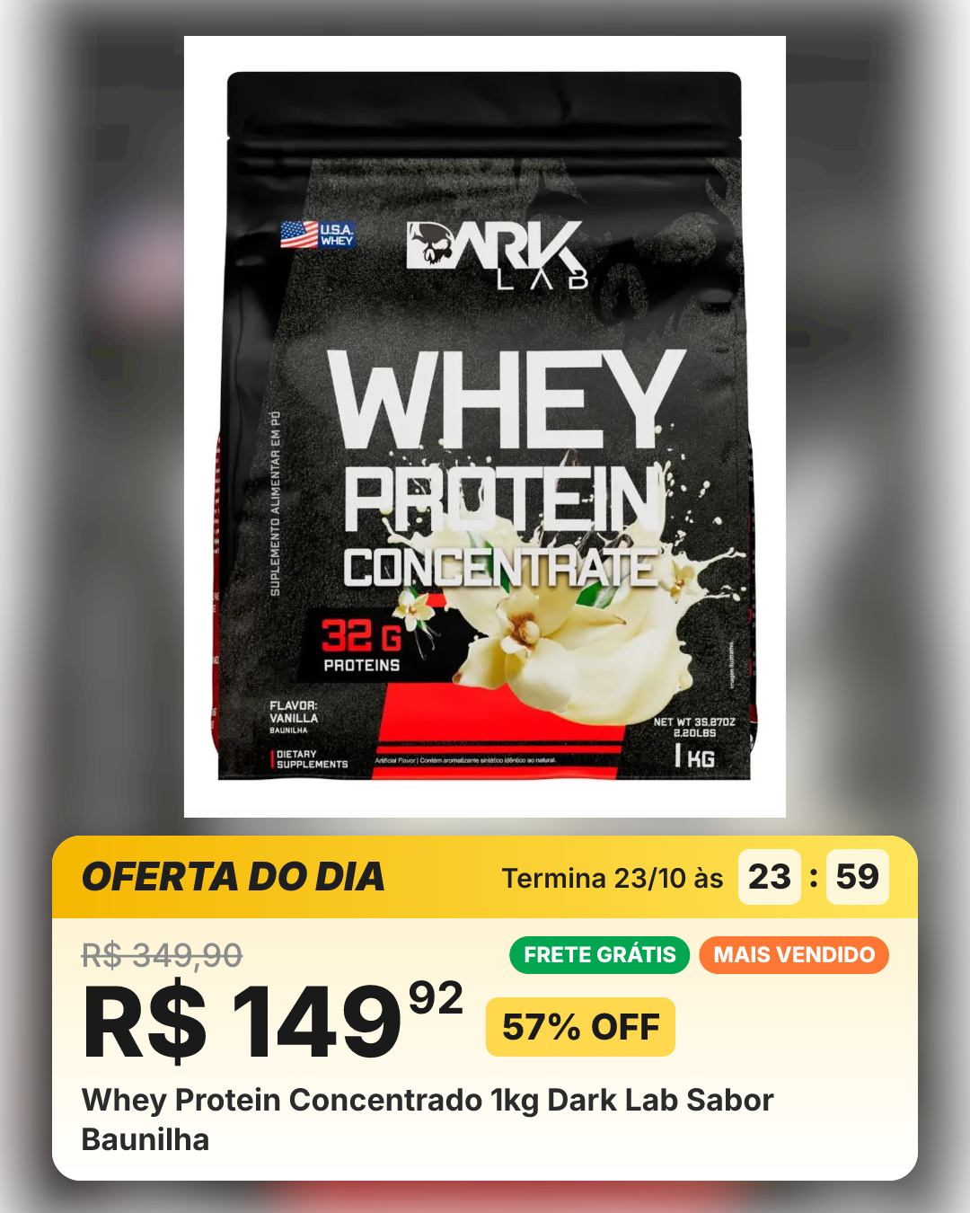 Whey Protein Concentrado 1kg Dark Lab Sabor Baunilha