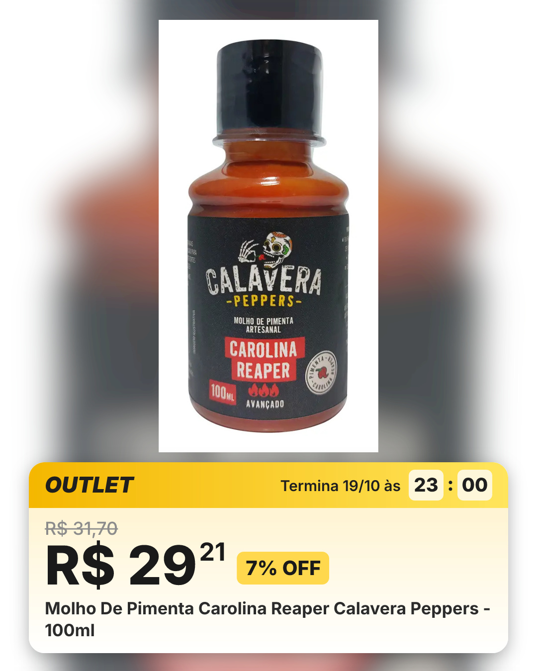 Molho De Pimenta Carolina Reaper Calavera Peppers - 100ml