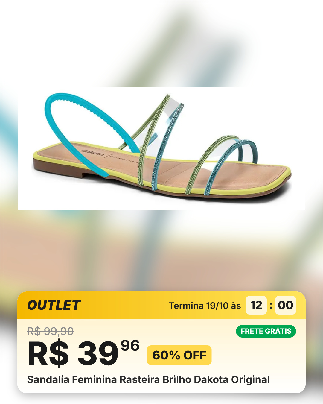 Sandalia Feminina Rasteira Brilho Dakota Original