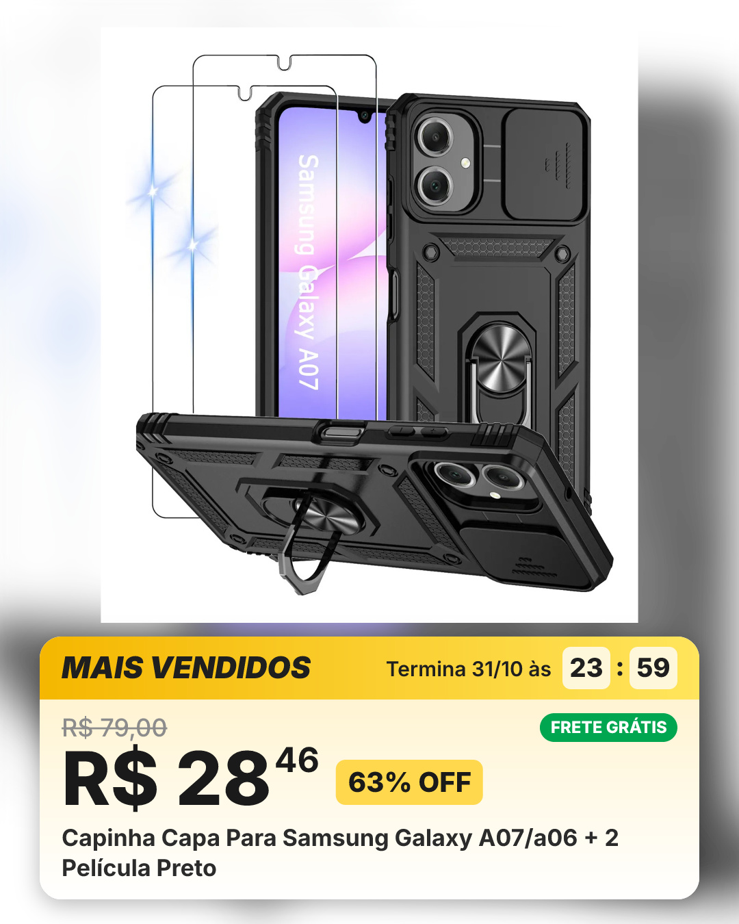 Capinha Capa Para Samsung Galaxy A07/a06 + 2 Película Preto