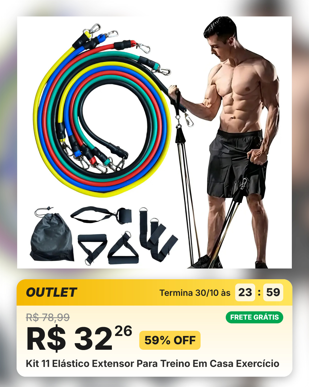Kit 11 Elástico Extensor Para Treino Em Casa Exercício
