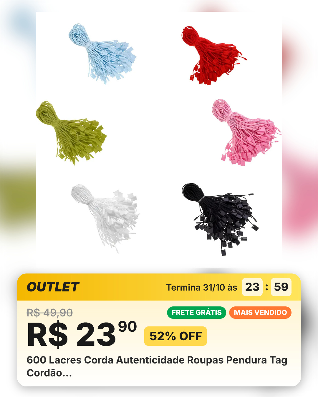 600 Lacres Corda Autenticidade Roupas Pendura Tag Cordão…