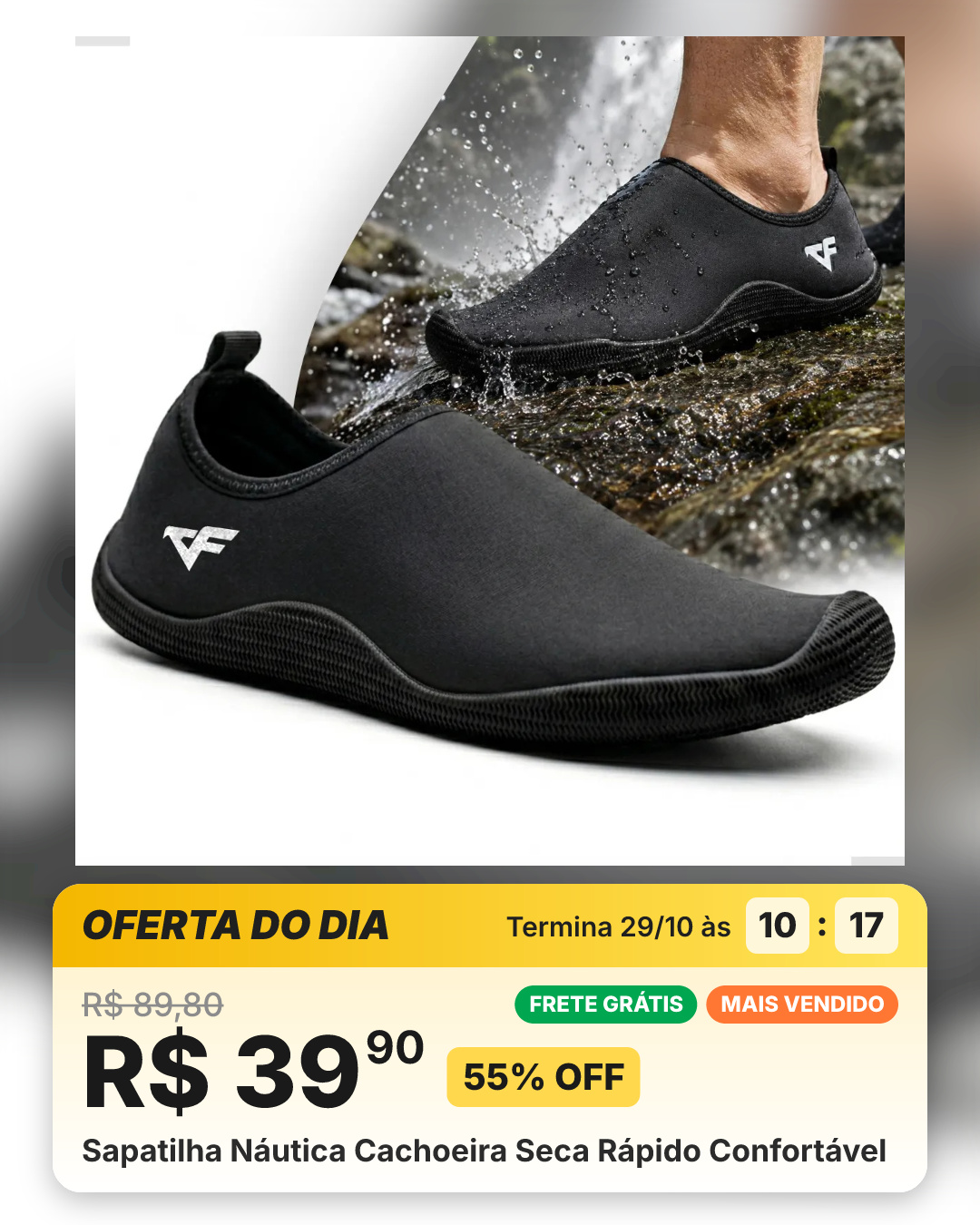Sapatilha Náutica Cachoeira Seca Rápido Confortável