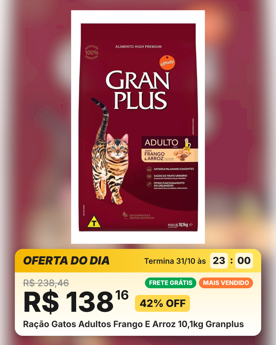 Ração Gatos Adultos Frango E Arroz 10,1kg Granplus