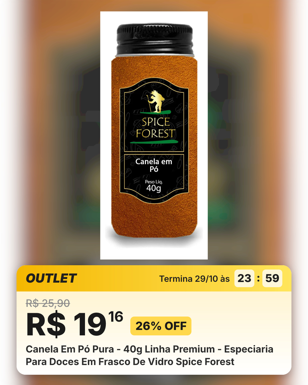Canela Em Pó Pura - 40g Linha Premium - Especiaria Para Doces Em Frasco De Vidro Spice Forest