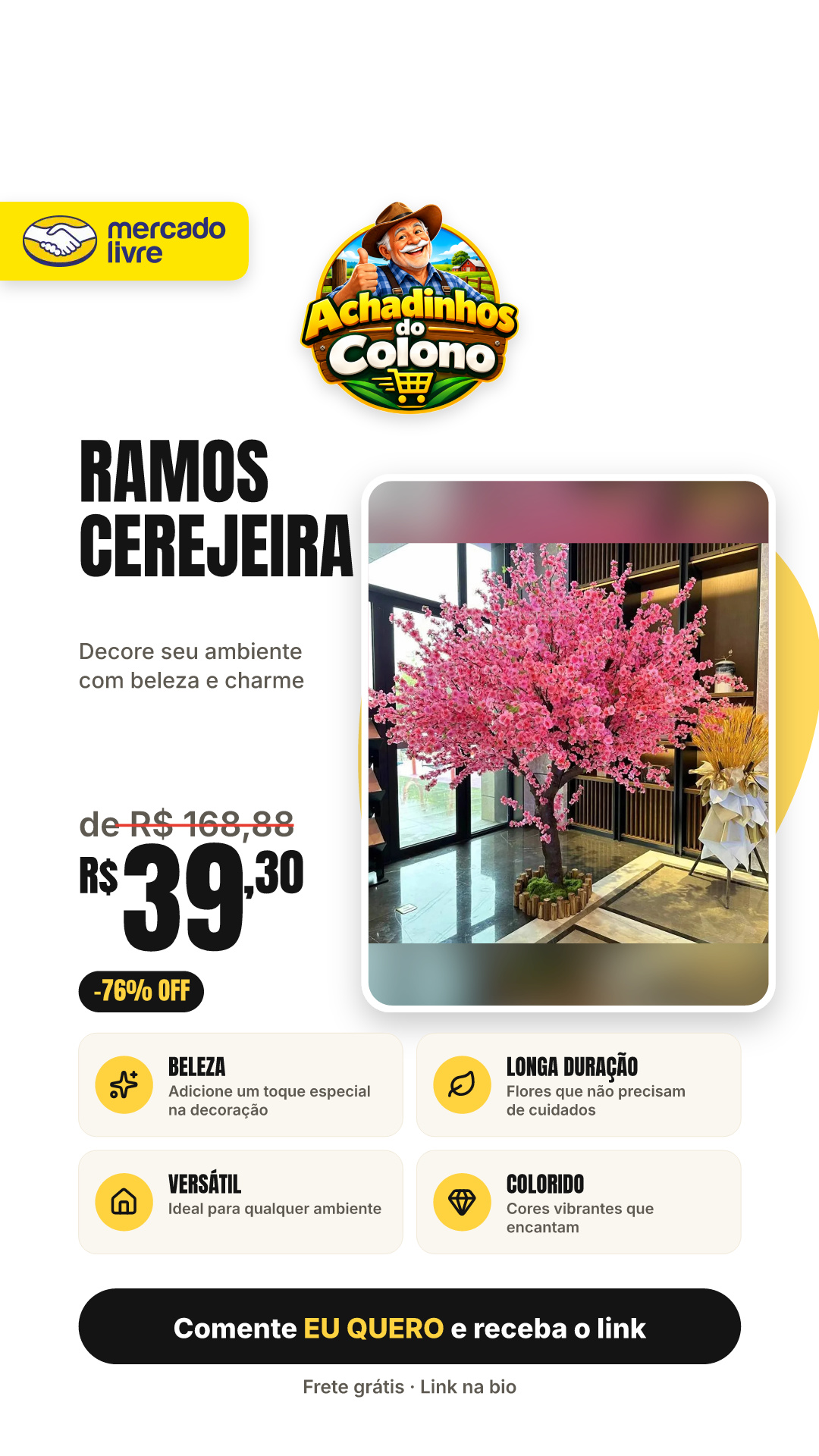 10 Ramos De Flor Artificial Cerejeira Grande Flor De Pêssego Rosa