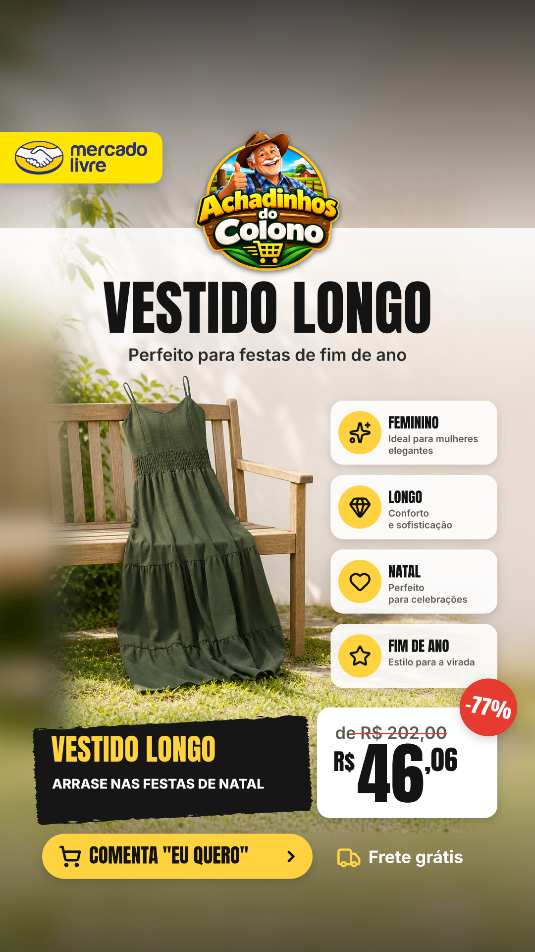 Vestido Longo Feminino Madrinha Natal Fim De Ano Ano Novo