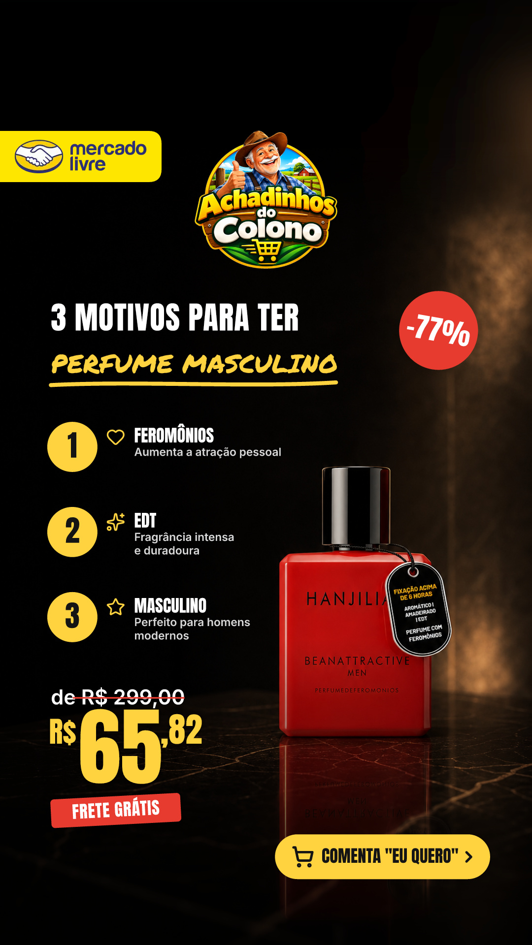 Perfume Masculino Com Feromônios Ativos Edt 50 Ml
