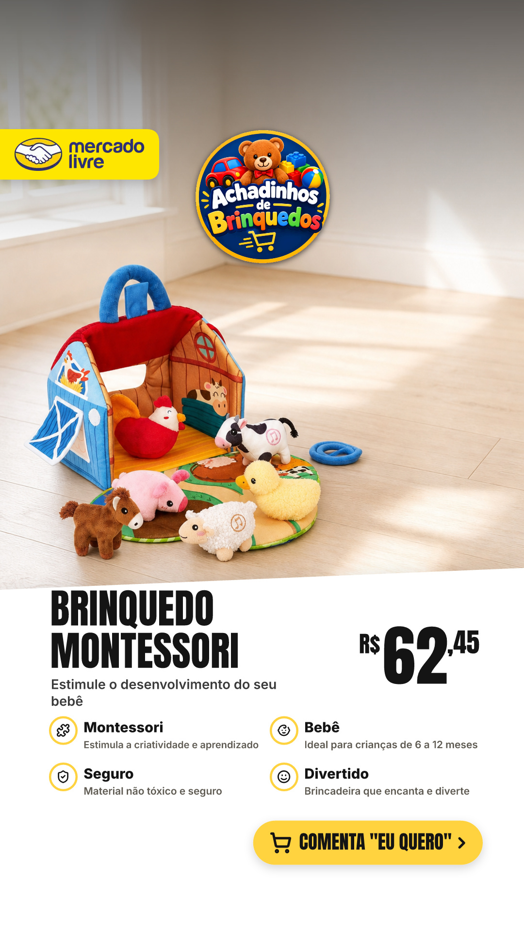 . ! *-#brinquedo Montessori Hahaland Barn | Bebê De 6 A 12/