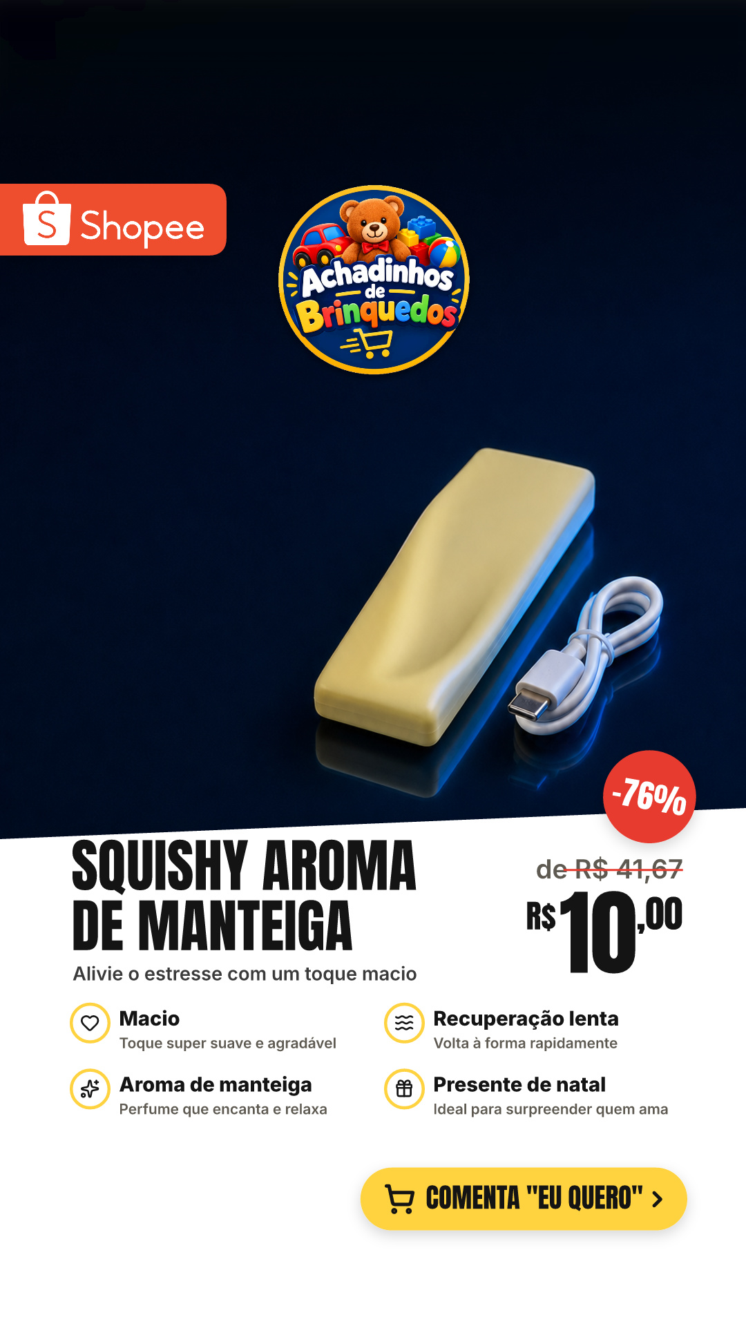 Brinquedo de apertar super macio e de recuperação lenta com aroma de manteiga, um presente de Natal que alivia o estress