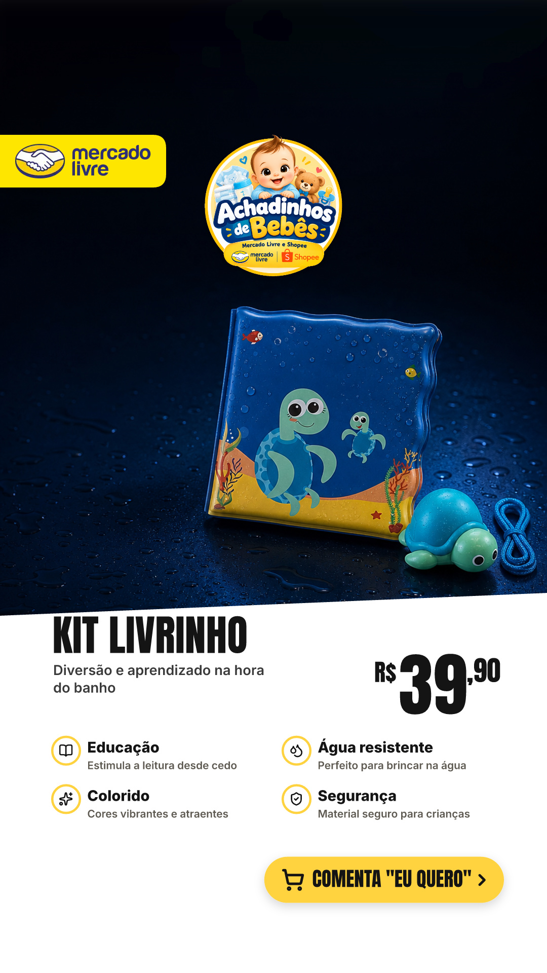 Kit Livrinho De Banho Tartaruguinha 7495 - Buba Azul