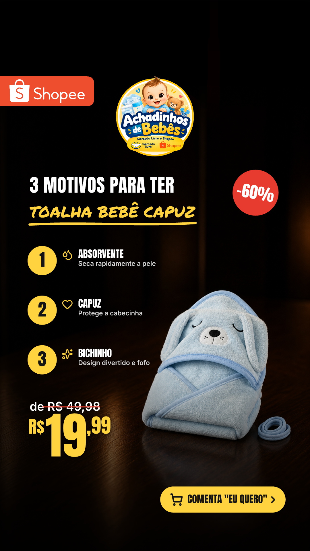 Toalha De Banho Bebê Capuz Roupão Infantil Recém Nascido Criança Bichinho Absorvente