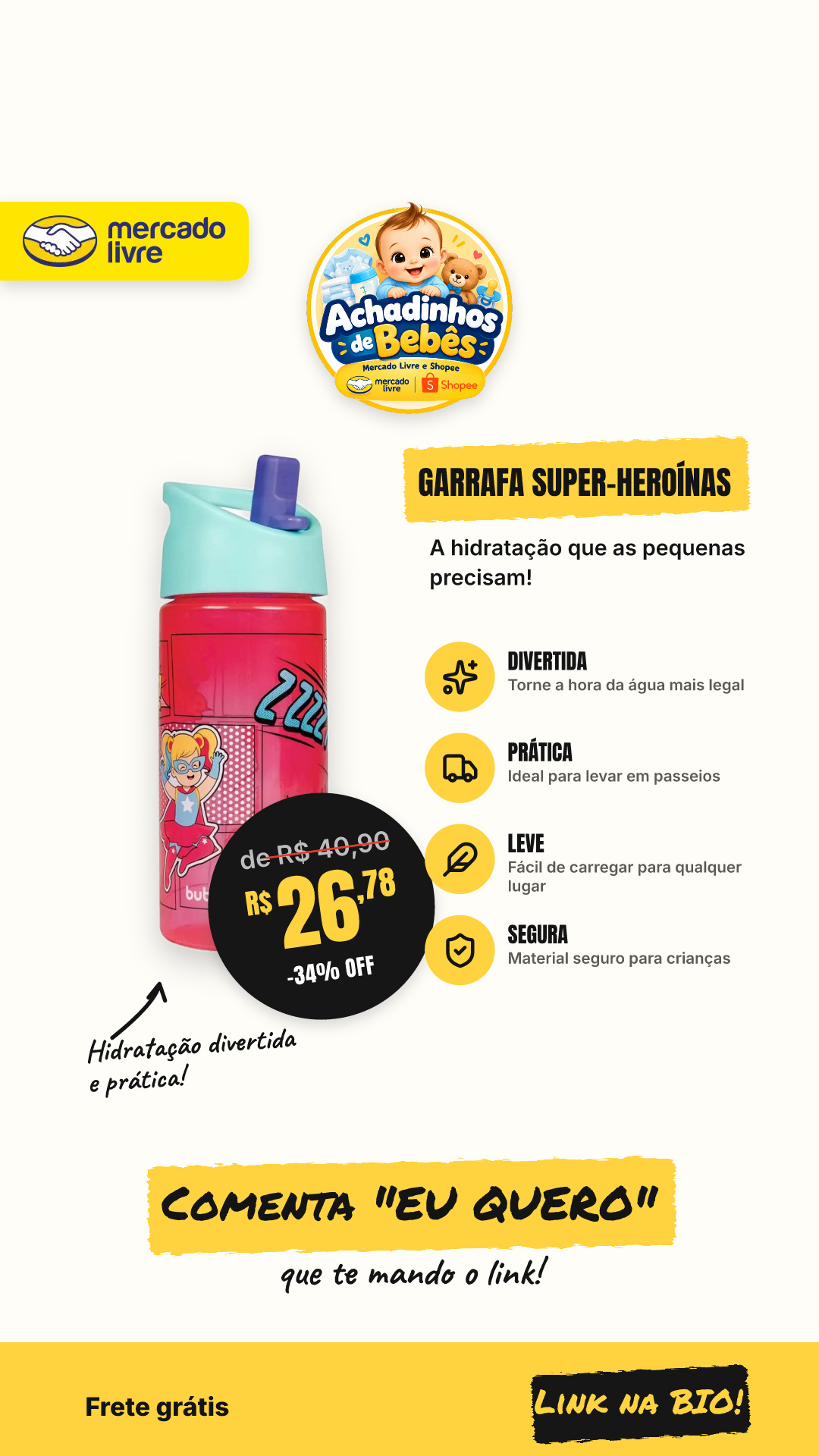 Buba Garrafa Super-heroinas Rosa