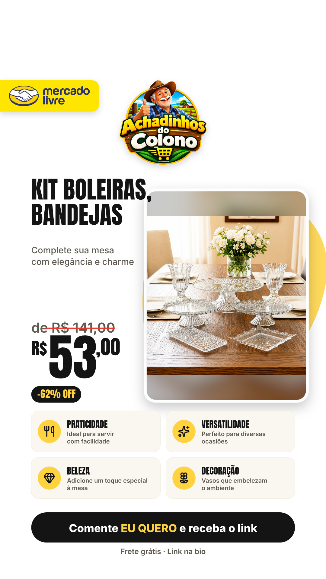 Kit 1 Boleira 30cm+2 Boleira 23cm+2 Bandeja +2 Vaso