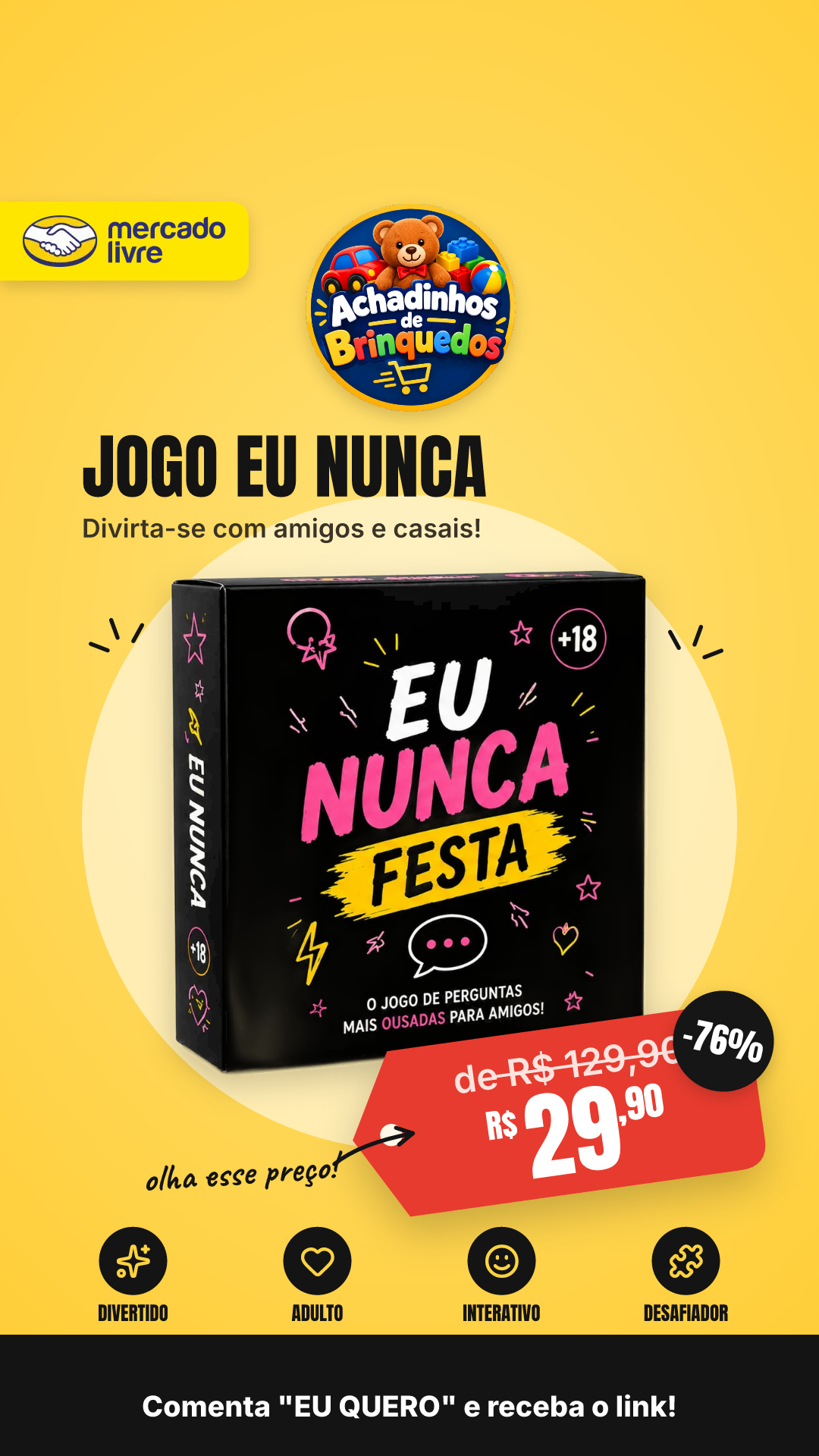 Jogo De Cartas Eu Nunca Festa Adulto Amigos Casal Drink +18