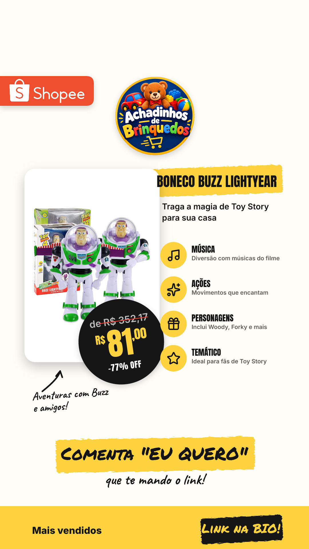 28cm Movie Toy Story Buzz Lightyear Música/Asas Modelo Ação Figura Brinquedos Woody Forky Alienígena Jessie Anime Doll