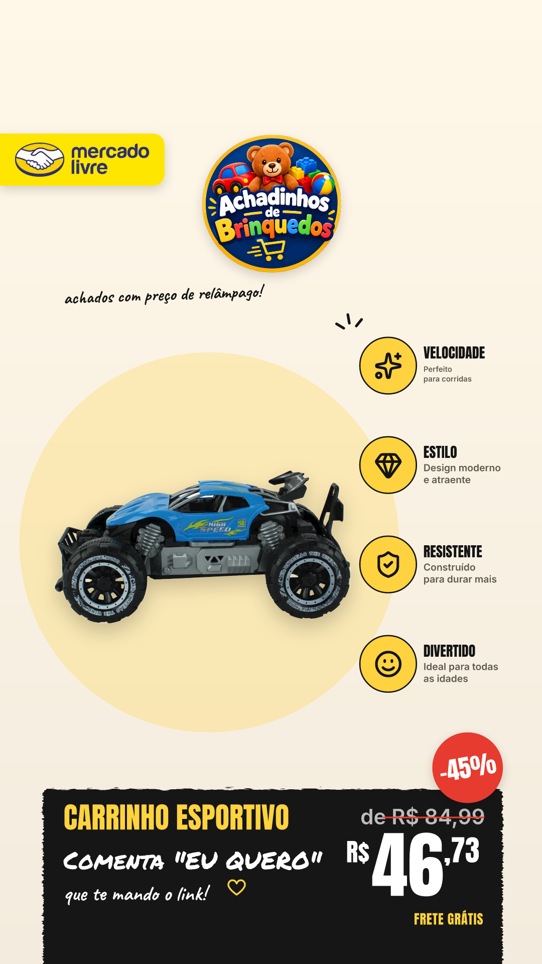 Carrinho Esportivo Colisão - Bbr Toys - R3530 Carro Esportivo Azul