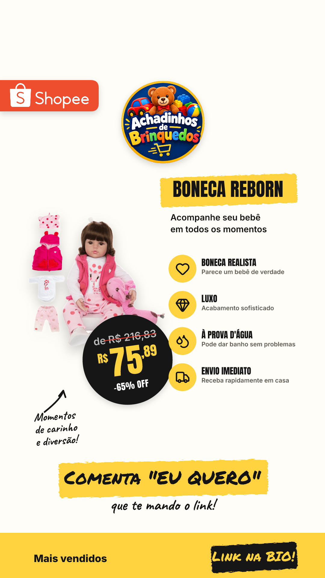 Bebê Reborn Boneca Realista Girafinha Luxo Em Silicone Pode Dar Banho Envio Imediato