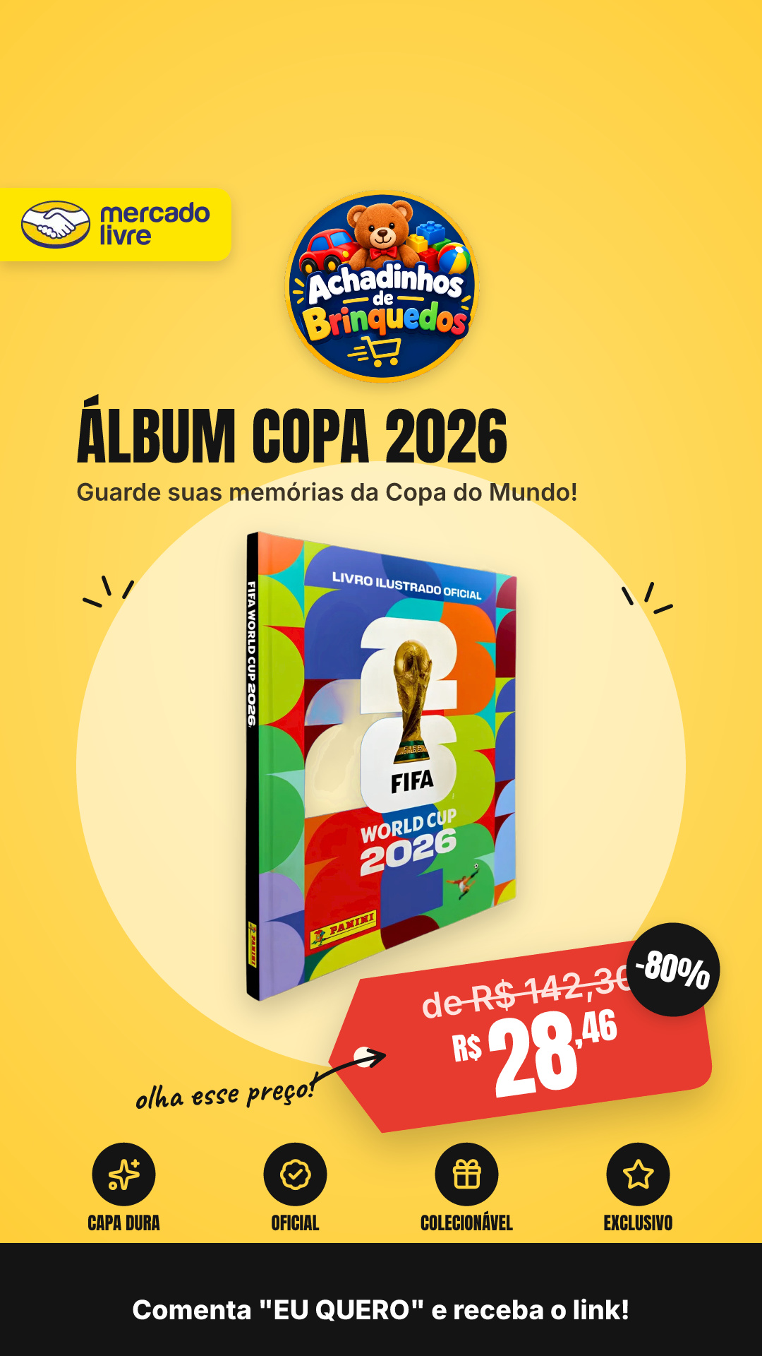 Álbum Copa Do Mundo 2026 Panini Capa Dura Original Oficial