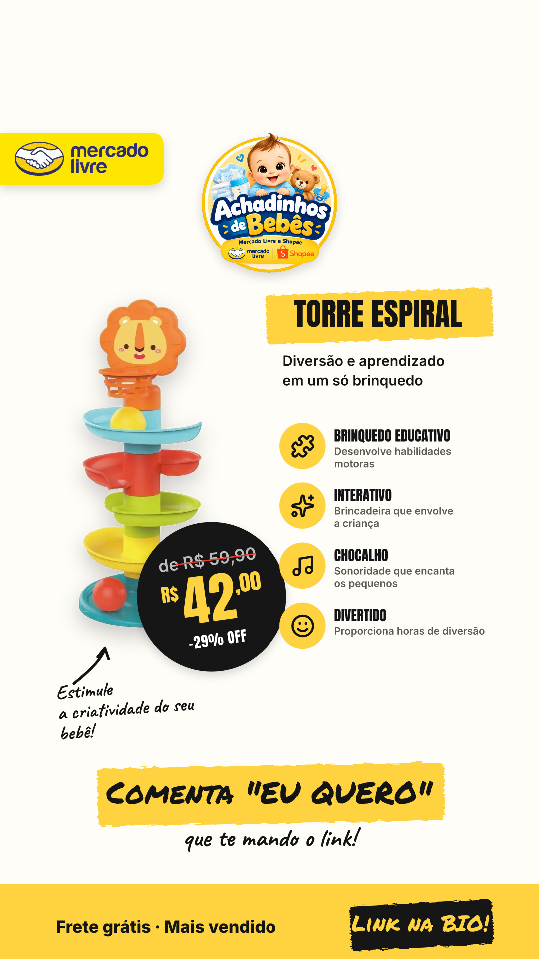 Brinquedo Educativo Bebê Torre Espiral De Bolinhas Chocalho Cesta Interativa Slide Maxi Baby