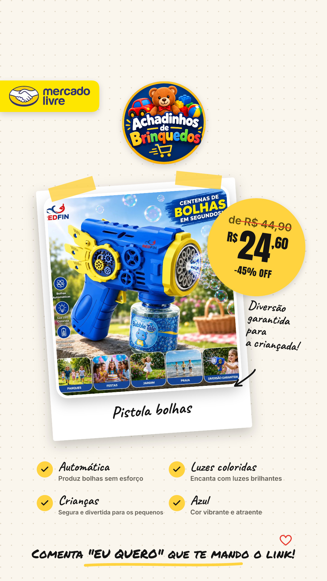 Pistola Lança Bolhas De Sabão Automática Azul Com Luz Para Crianças