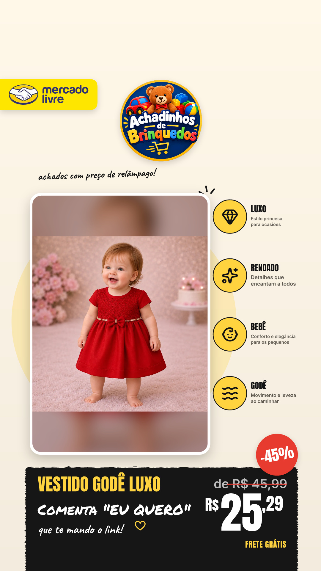 Vestido Godê Luxo Bebê Para Batizado Renda Estilo Princesa