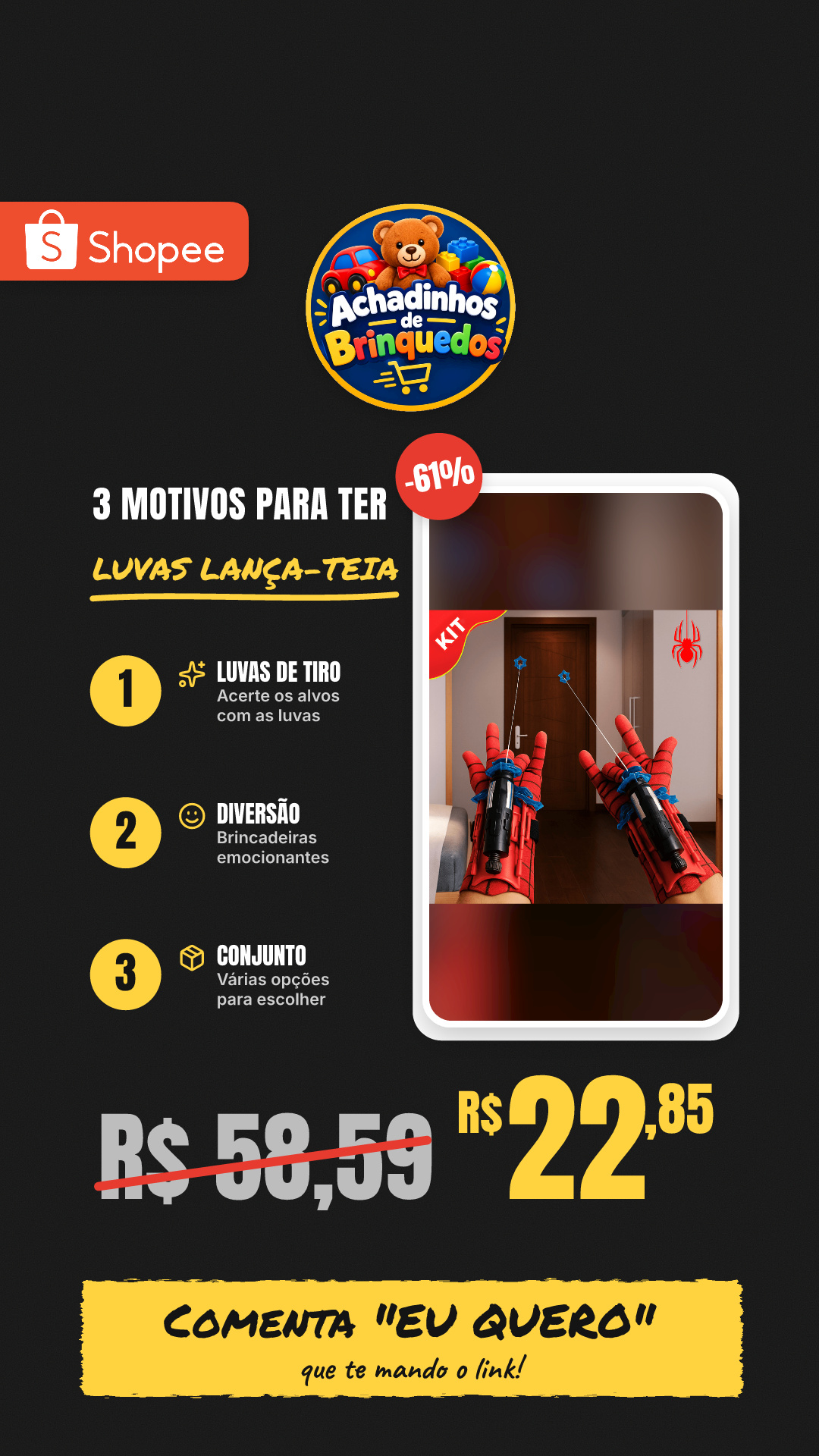 Brinquedos infantis do Homem-Aranha - conjunto de 1 a 3 com luvas de tiro na teia e dardos