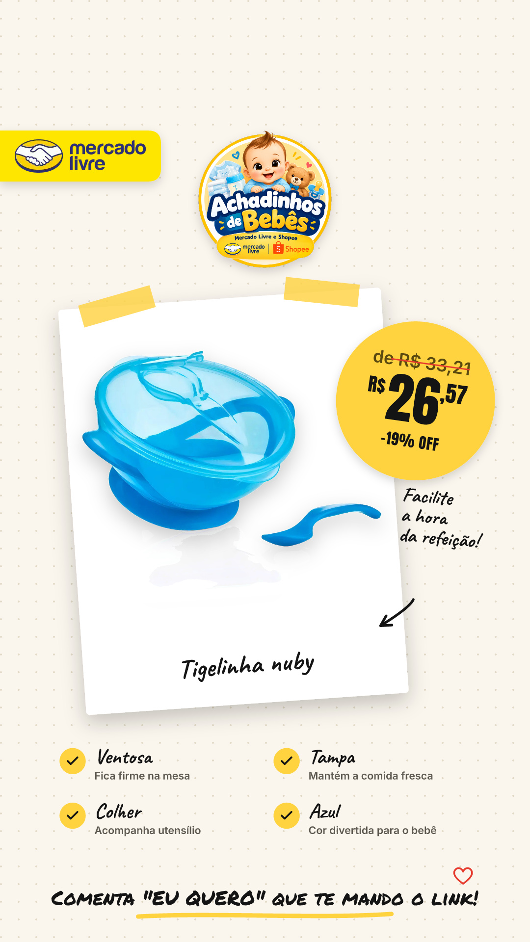 Tigelinha De Prato Nuby Com Ventosa, Tampa E Colher Para Bebê Azul