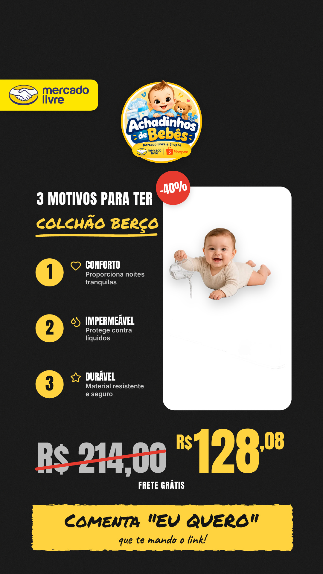 Colchão De Berço Branco D18 130x70x10cm Conforto…