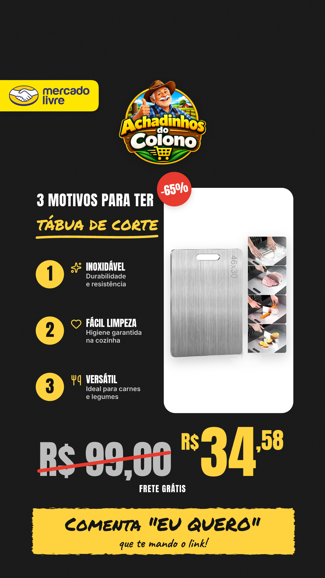 Tábua De Corte Para Cozinha Taboa Carne 46cm Aço Inox 304 Tabua Inoxidavel Para Cozinha Inoxidável