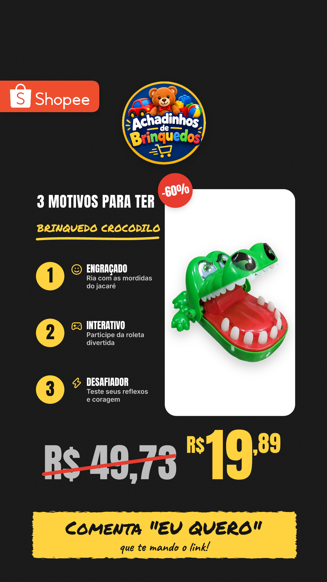 Brinquedo Crocodilo Engraçado Boca Jogo Dentista Mordida Dedo Jacaré Roleta Jogo Brinquedo