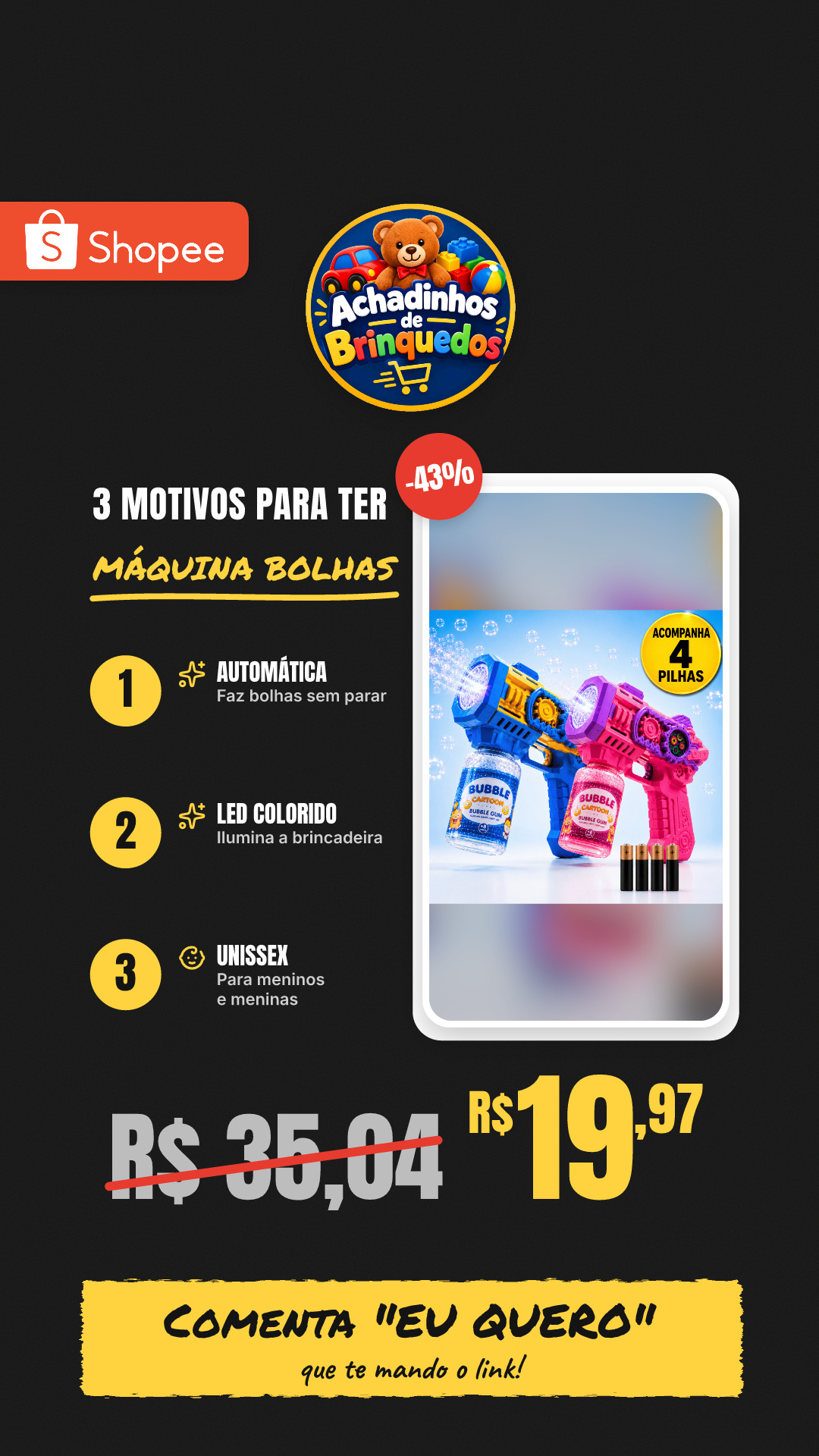 Máquina de Fazer Bolhas Sabão Automática Elétrica LED Colorido Brinquedo Menino Menina Presente