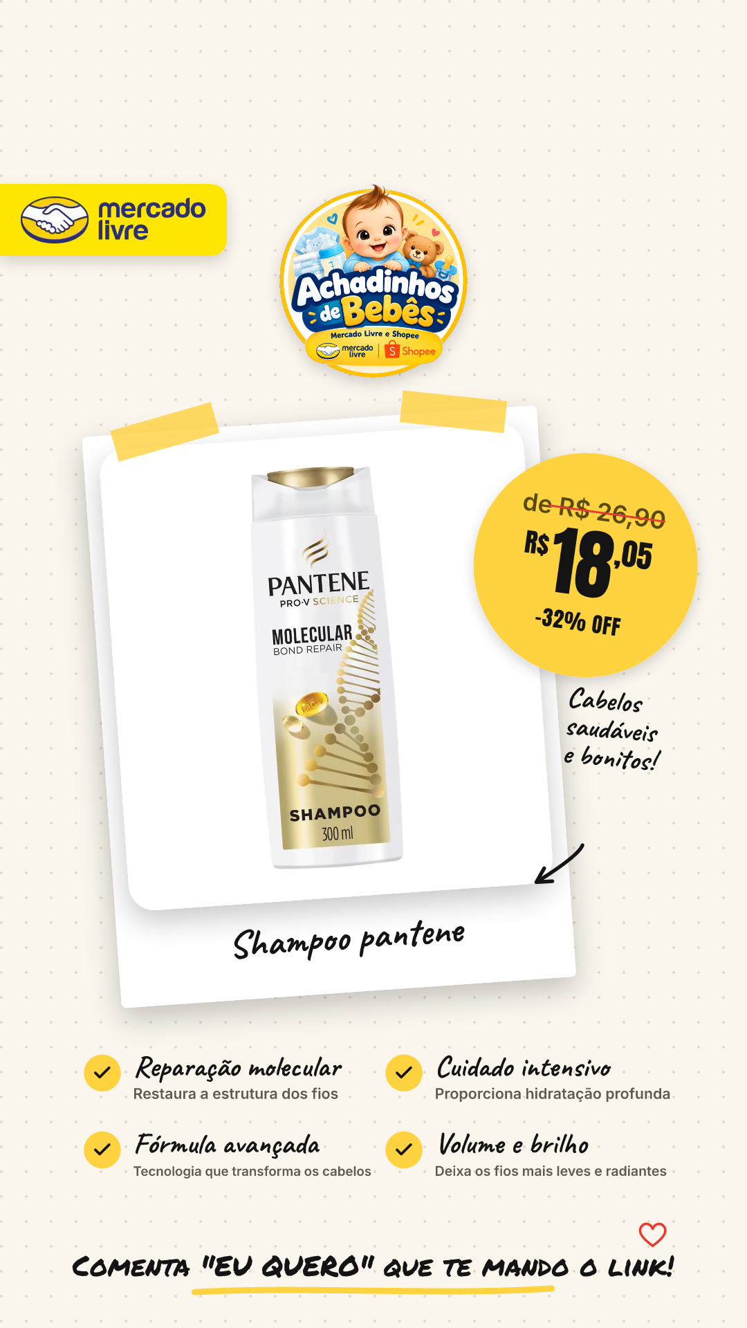 Shampoo Pantene Pro-v Science Molecular Bond Repair 300 Ml