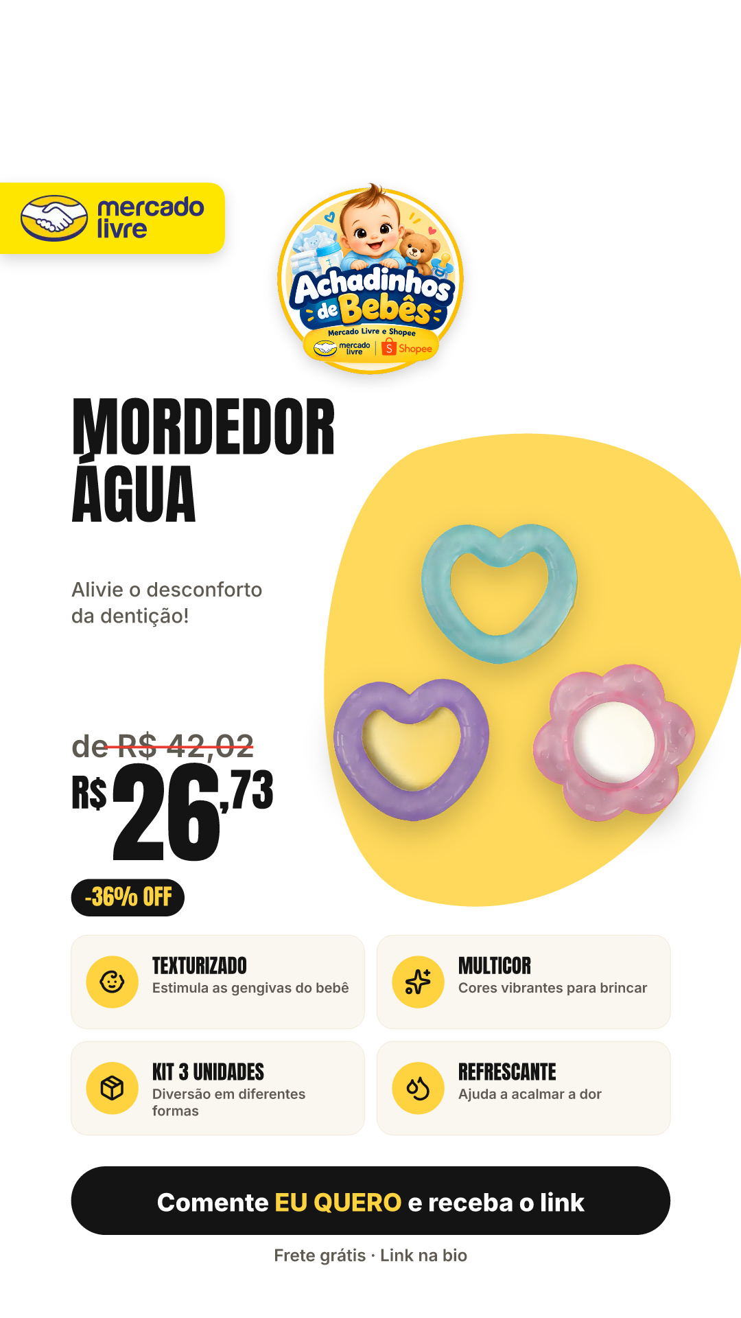 Mordedor De Água Texturizados Chill & Teethe - Kit 3 Unidades Bright Starts (8673) Multicor Lisa