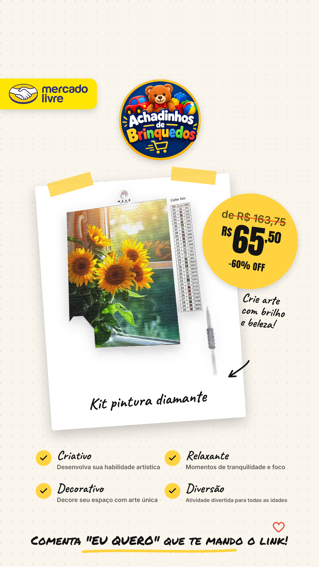 Kit Pintura Diamante - Girassóis (diamond Art)