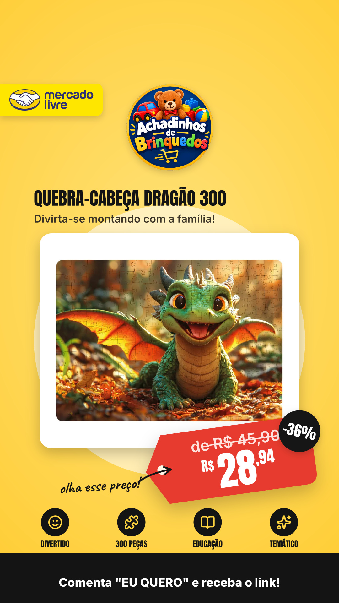 Quebra-cabeça Dragão 300 Peças - Pais & Filhos