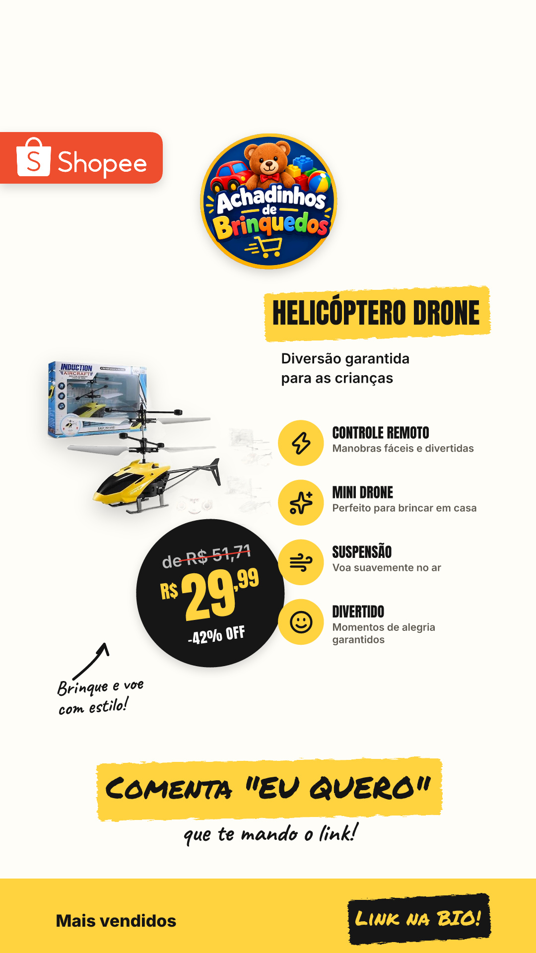 Brinquedo Helicóptero De Controle Remoto Mini Drone De Suspensão Para Diversão Infantil